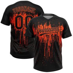 Black & Orange 3D Dripping Splatter Art Custom Name Softball Jerseys for Men and Women