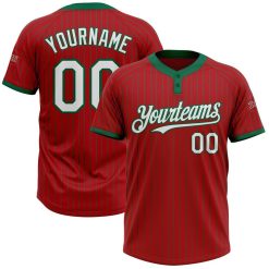 Red & Kelly Green Pinstripe Custom Name Softball Jerseys for Men and Women